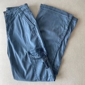 Washed Light Blue Cargo Pants with Utility Ring Pocket